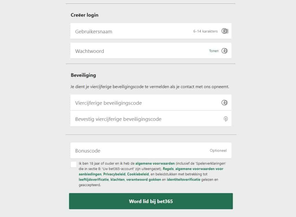 Registreren bij bet365 Nederland: account aanmaken