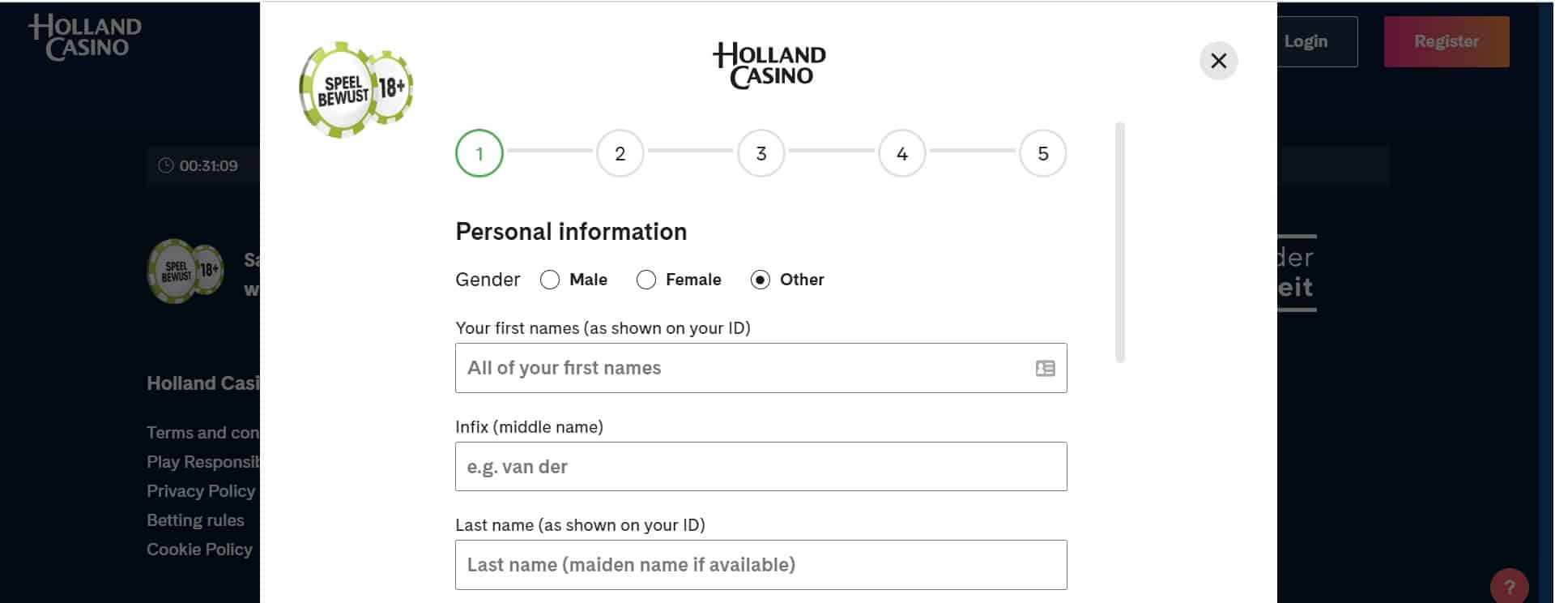 Holland Casino registreren