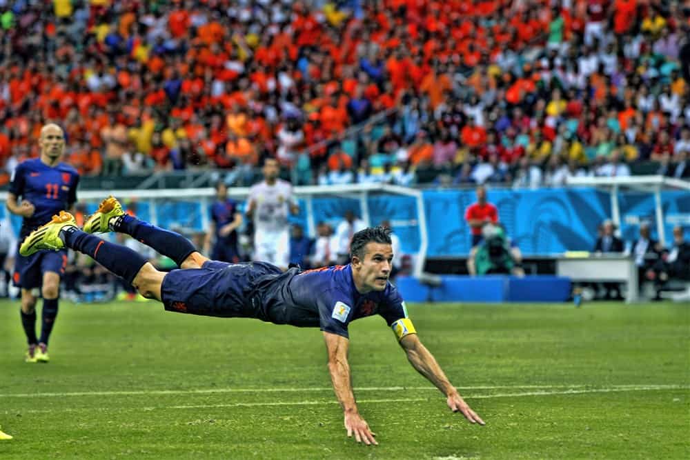 Nederland - Spanje 5-1. Robin van Persie scoort de 1-1